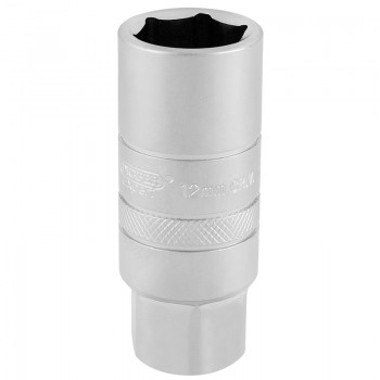 12mm Thread 6 Point Satin Chrome Spark Plug Socket, 3/8” Sq. Dr., 18mm 12mm Thread 6 Point Satin Chrome Spark Plug Socket, 3/8” Sq. Dr., 18mm