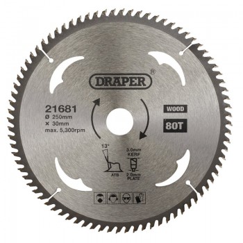 TCT Circular Saw Blade for Wood, 250 x 30mm, 80T TCT Circular Saw Blade for Wood, 250 x 30mm, 80T