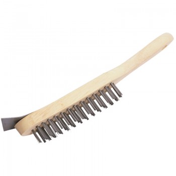4 Row Wire Scratch Brush with Scraper, 290mm 4 Row Wire Scratch Brush with Scraper, 290mm