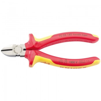 Knipex 70 08 140UKSBE VDE Fully Insulated Diagonal Side Cutters, 140mm Knipex 70 08 140UKSBE VDE Fully Insulated Diagonal Side Cutters, 140mm