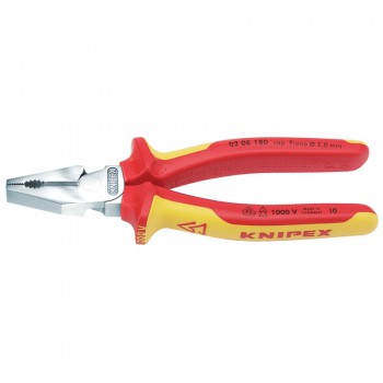 Knipex 02 06 180 Fully Insulated High Leverage Combination Pliers, 180mm Knipex 02 06 180 Fully Insulated High Leverage Combination Pliers, 180mm