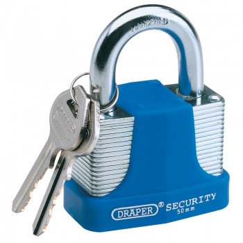 Laminated Steel Padlock and 2 Keys with Hardened Steel Shackle and Bumper, 40mm Laminated Steel Padlock and 2 Keys with Hardened Steel Shackle and Bumper, 40mm