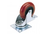 Swivel Plate Fixing Polyurethane Wheel with Brake, 75mm Diameter, S.W.L. 70kg