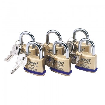 Solid Brass Padlocks with Hardened Steel Shackle, 40mm (Pack of 6) Solid Brass Padlocks with Hardened Steel Shackle, 40mm (Pack of 6)