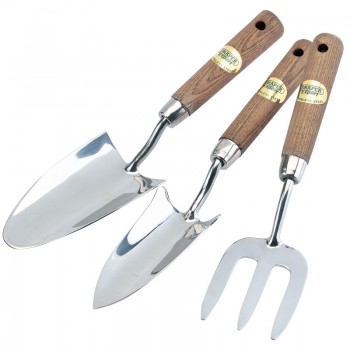 Stainless Steel Hand Fork and Trowels Set with Ash Handles (3 Piece) Stainless Steel Hand Fork and Trowels Set with Ash Handles (3 Piece)