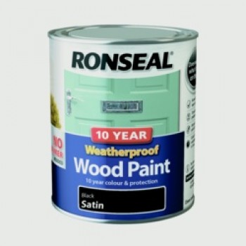 10 Year Weatherproof Satin Wood Paint 750ml - Black