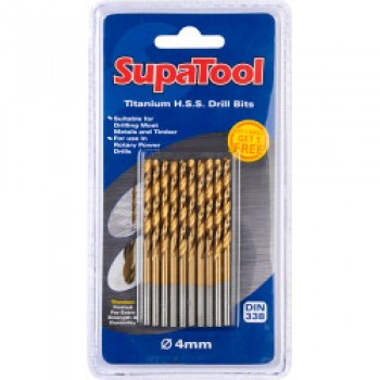 Titanium Coated HSS Drill Bits - 4x75mm 10 Piece Titanium Coated HSS Drill Bits - 4x75mm 10 Piece