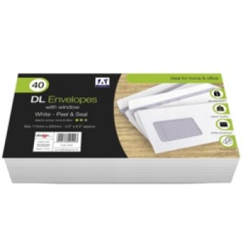DL Peel & Seal Envelopes With Window - Pack 40 White DL Peel & Seal Envelopes With Window - Pack 40 White