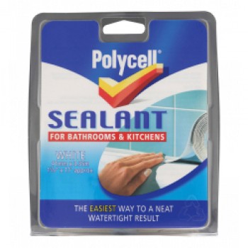Sealant Strip Bathroom & Kitchen - White - 41mm x 3.35m Sealant Strip Bathroom & Kitchen - White - 41mm x 3.35m
